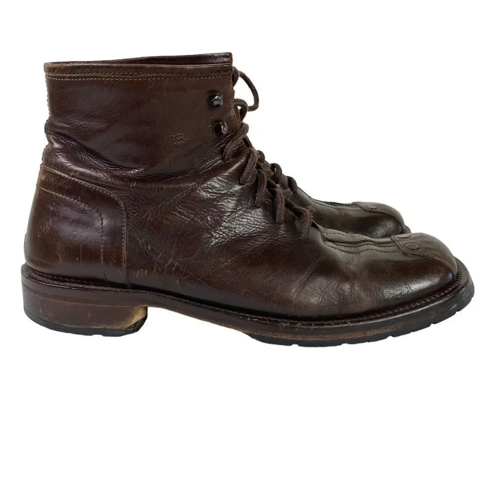 Men's Brown Leather Lace-Up Boots military workwear